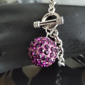 New Boutique Purple Crystal Silver Toggle Bracelet